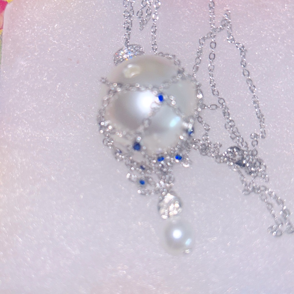 Handmade Faux 20mm Pearl And Cubic Zirconia 30” Necklace